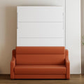 White Full Size Murphy Bed Cabinet with Shelf and Drawers W669