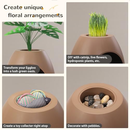 Grey Extra Large Hidden Litter Box Enclosure with Artificial Plants V320162