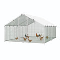Large Metal Chicken Coop Run with Spire Roof Outdoor Poultry Cage with Waterproof UV-Resistant Cover (8.9’ W x 11.8’ L x 6.6’ H) T1864