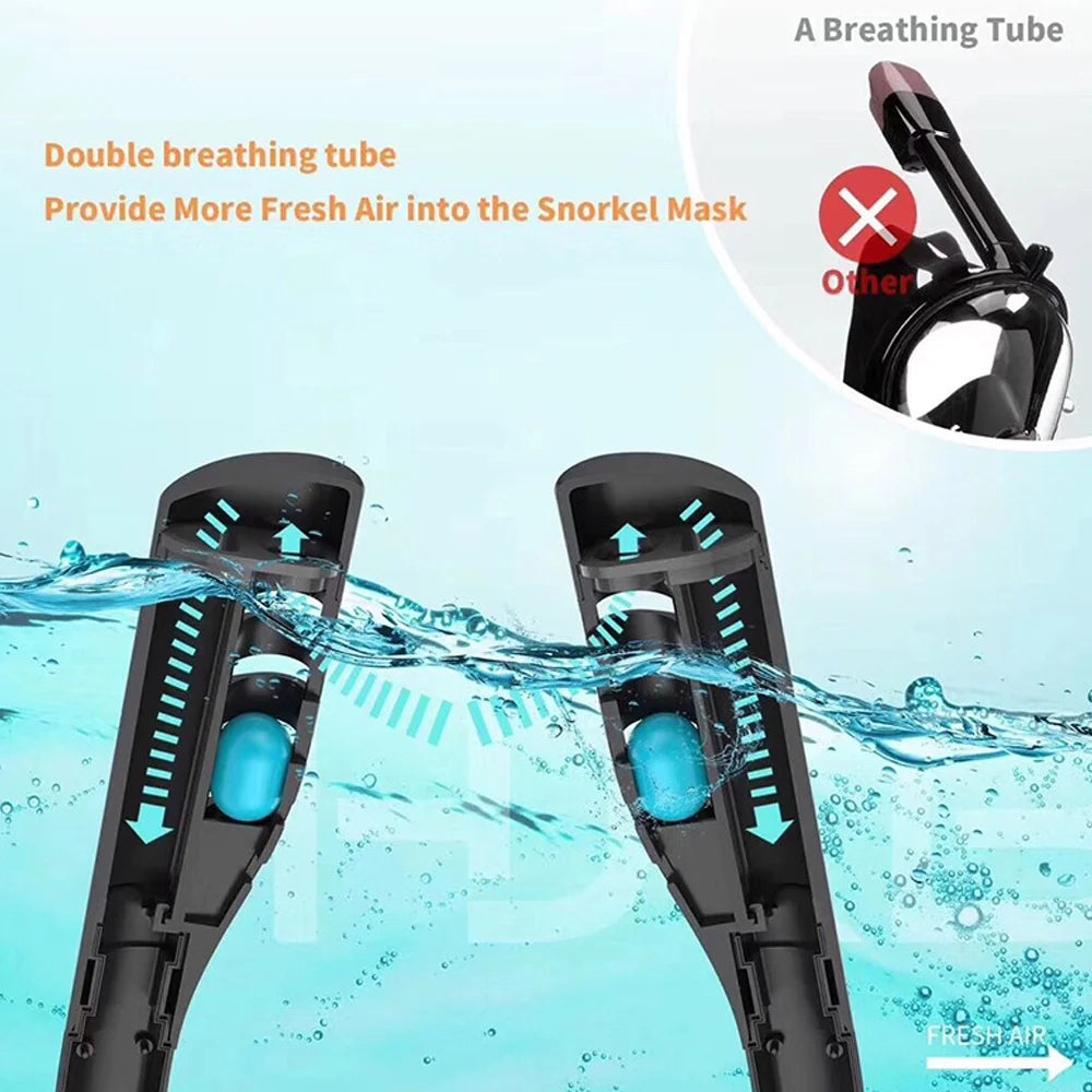 Snorkeling Double Tube Silicone Diving Goggles U267973