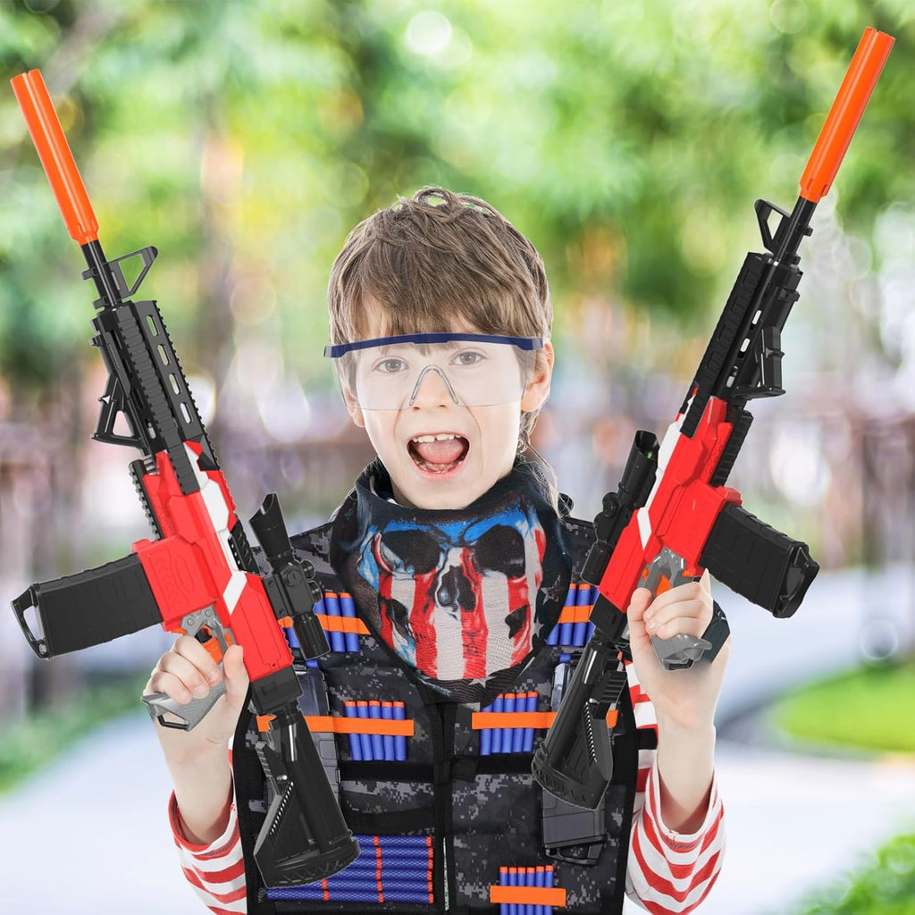 Automatic Toy Foam Blaster with Tactical Vest, 2 Clips and 100 Darts M957
