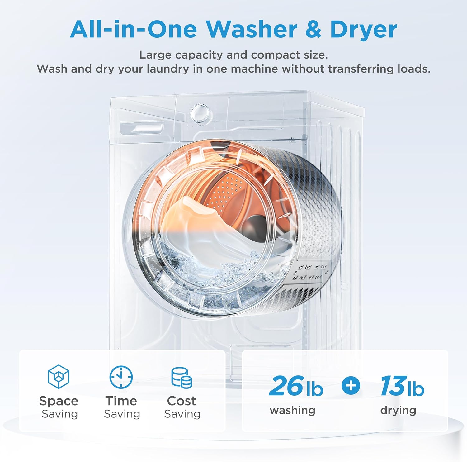 White 24 Inch Ventless Washer and Dryer Combo B4604