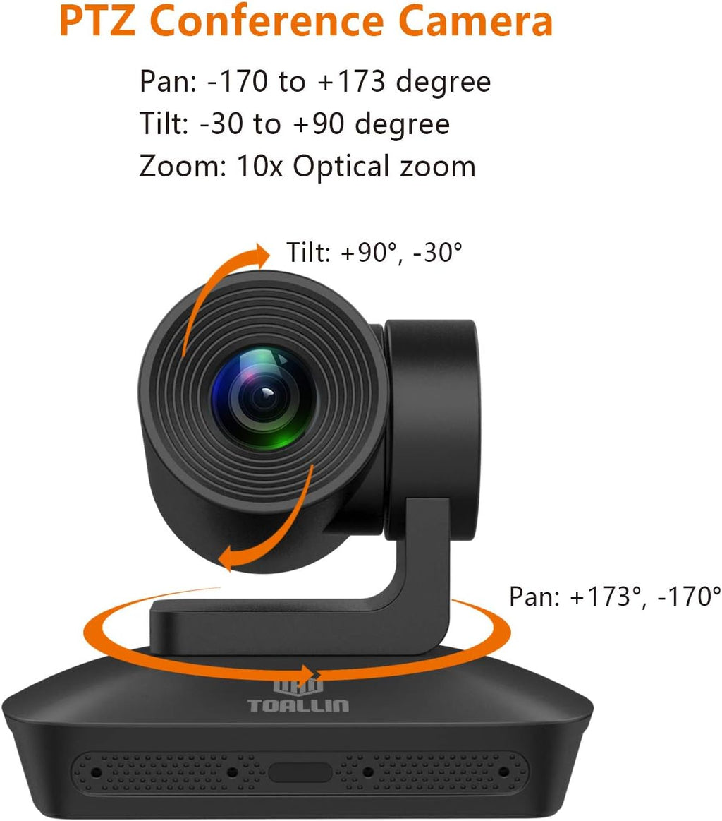 HD 1080P PTZ Conference Room Camera with 4 Microphones Array, 10X Optical Zoom L6168