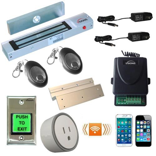 One Door Access Control Outswinging Door 300lbs Electromagnetic Lock with Wireless Receiver and Remote and Smartphone Controlled WiFi Kit K82665