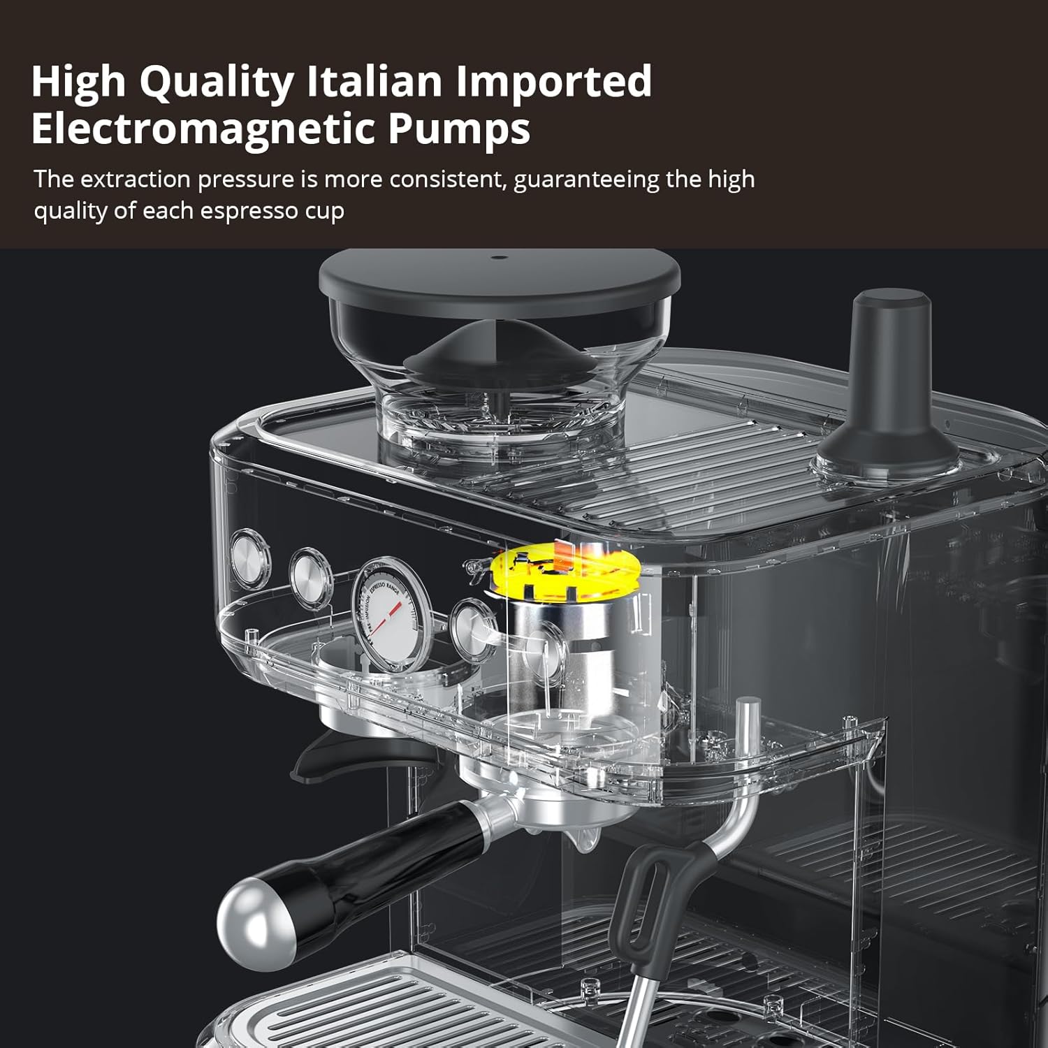 Espresso Machine with Milk Frother, Built-In Bean Grinder, 85oz Removable Water Tank P594220