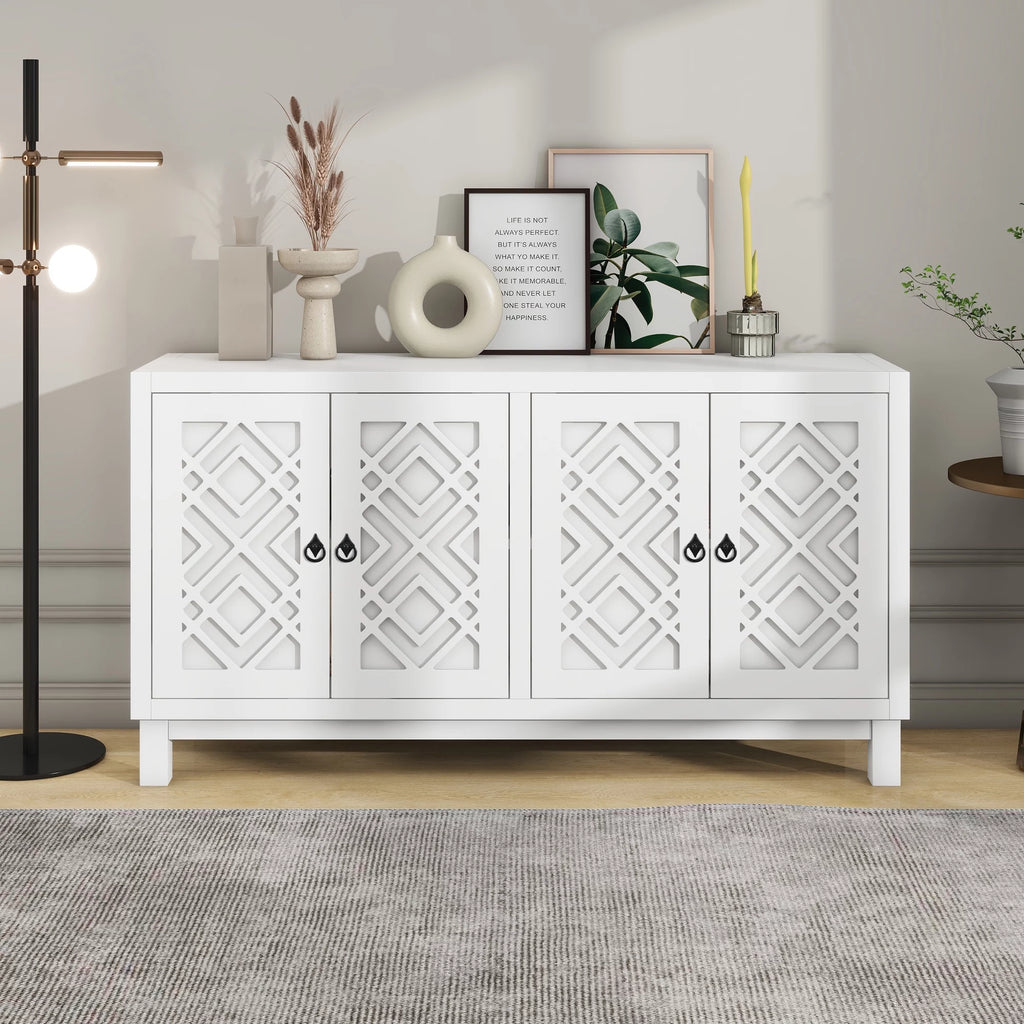 White 2-Door Storage Cabinet with Metal Legs and Adjustable Shelves T697566