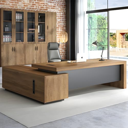 Rustic L Shape Engineered Wood Executive Desk 63" L x 31.5" W x 29.5" H Z252634