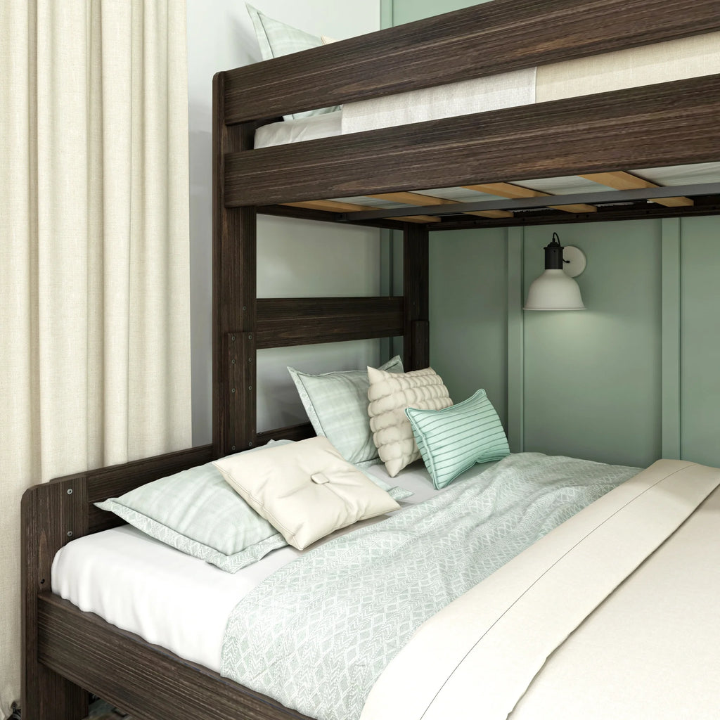 Twin XL Over Queen Platform Bed Frame Barnwood Brown F559
