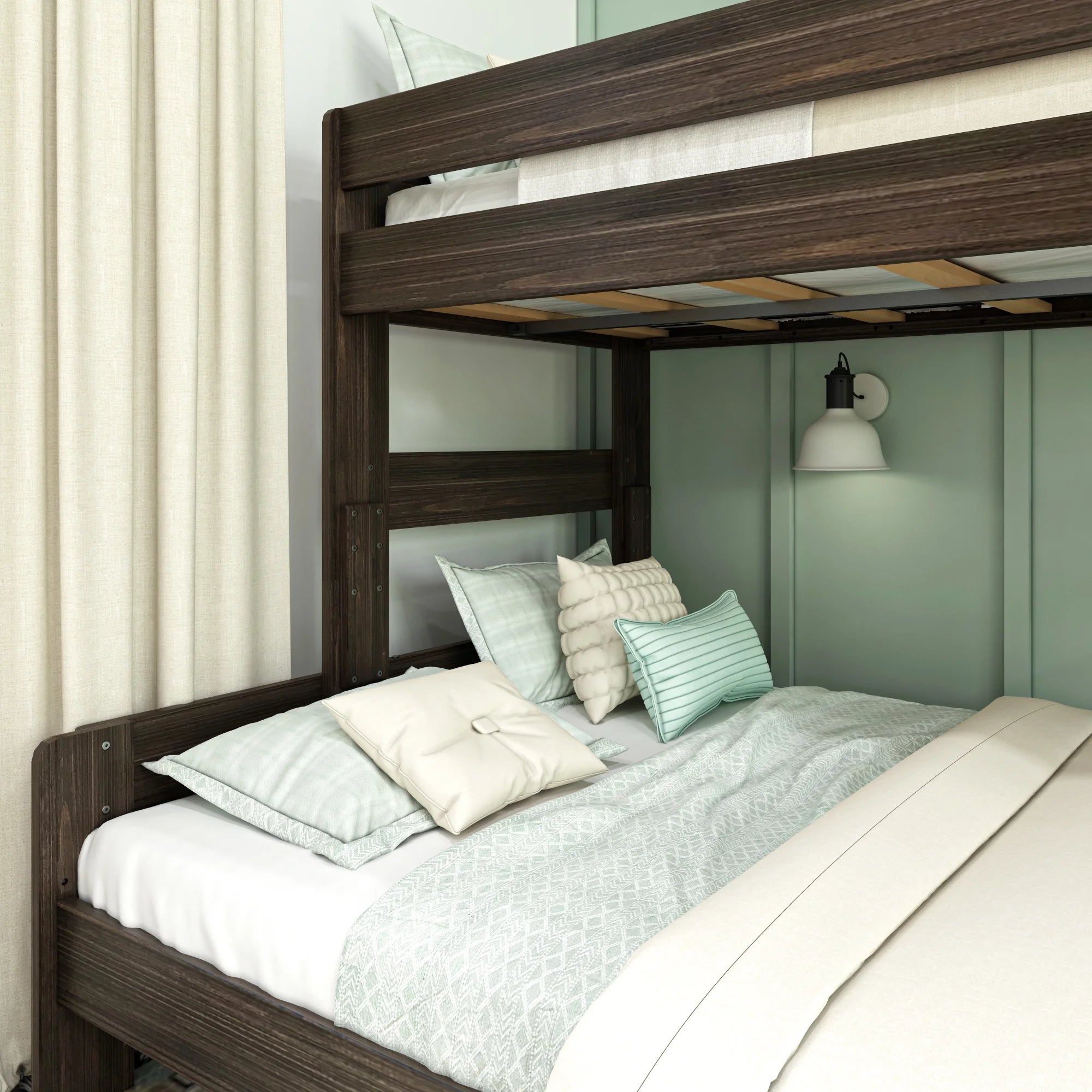 Twin XL Over Queen Platform Bed Frame Barnwood Brown F559
