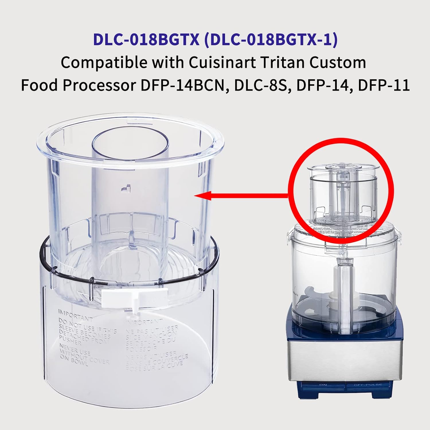 Large Pusher and Sleeve Assembly for Food Processors A36189