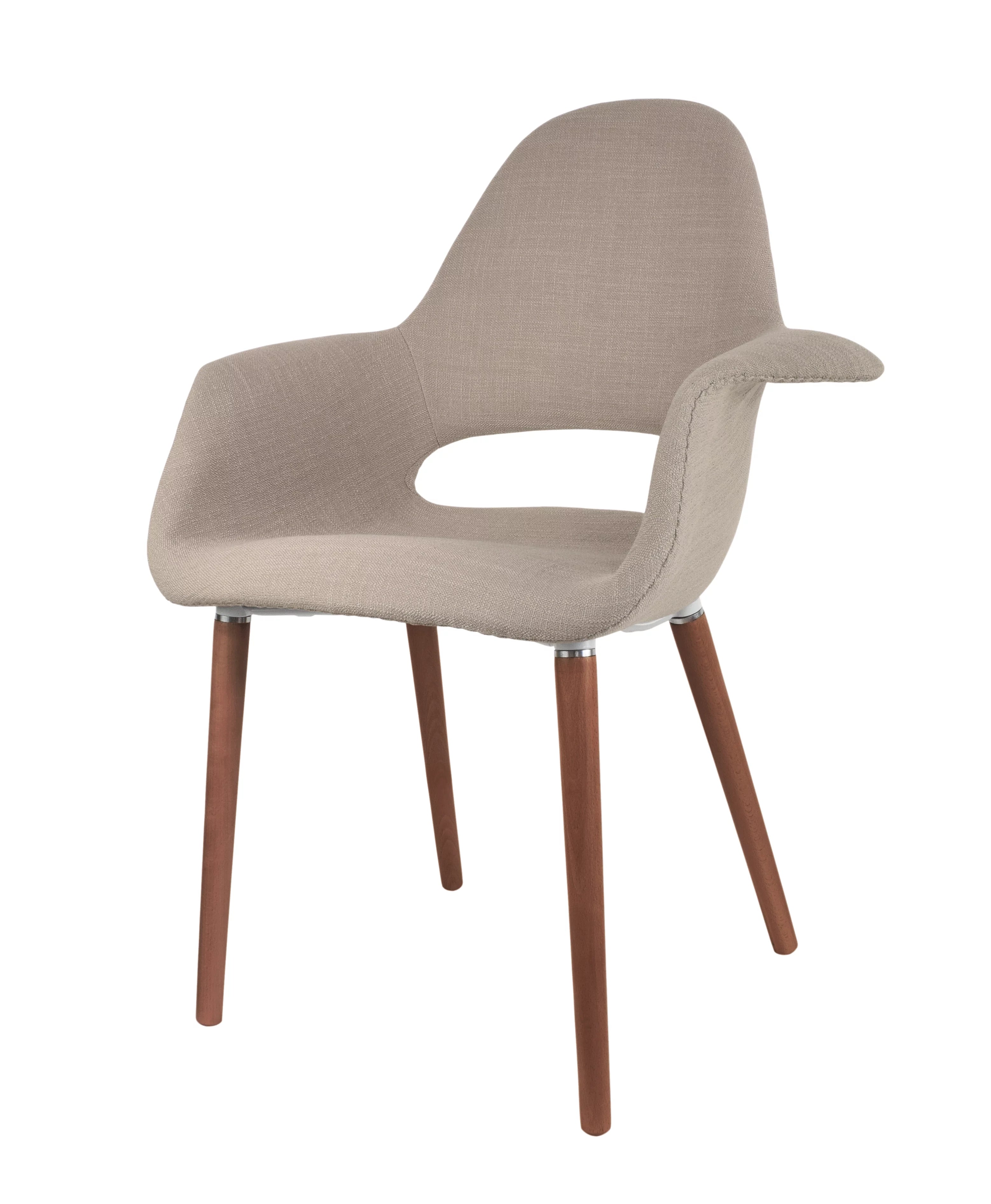 Organic Upholstered Fabric Armchair with Dark Walnut Brown Wooden Legs (Black) C496897