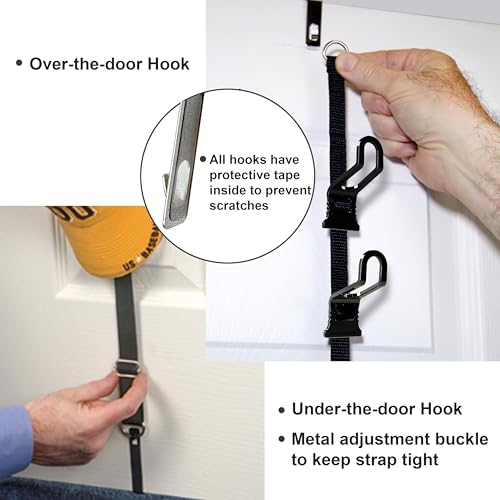 Black Over-The-Door Hat Rack with 2 Straps L77762
