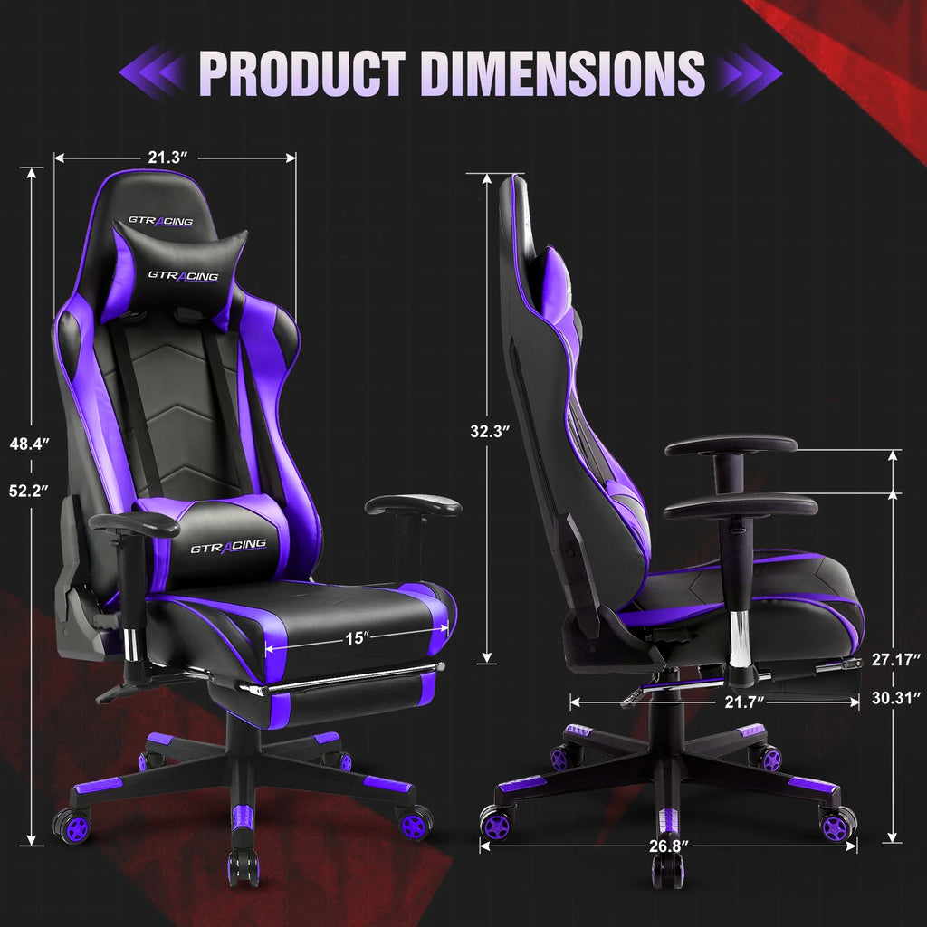 Purple PU Leather Gaming Chair with Footrest Z4292