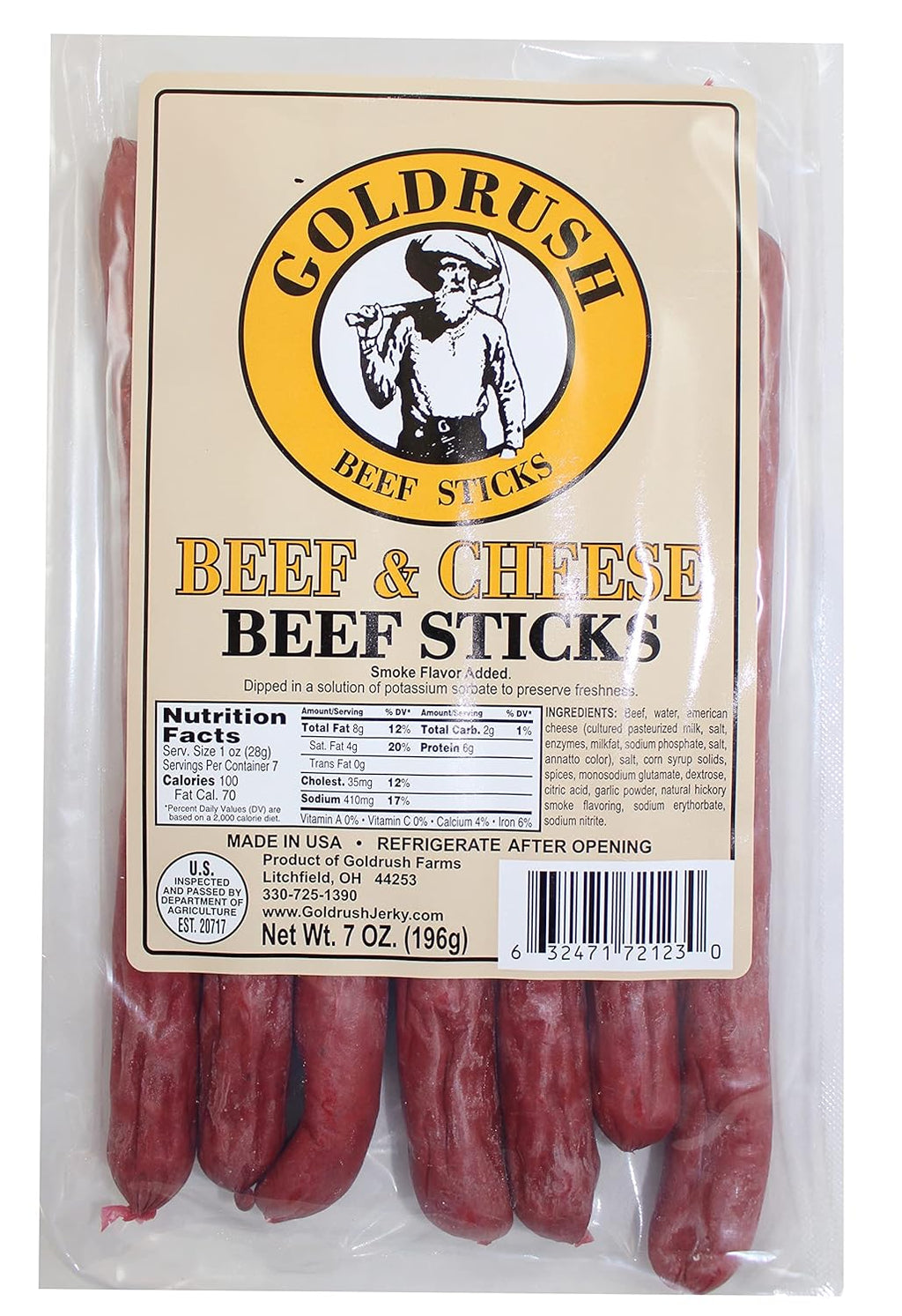 Beef Sticks 7oz Package Beef & Cheese H42127