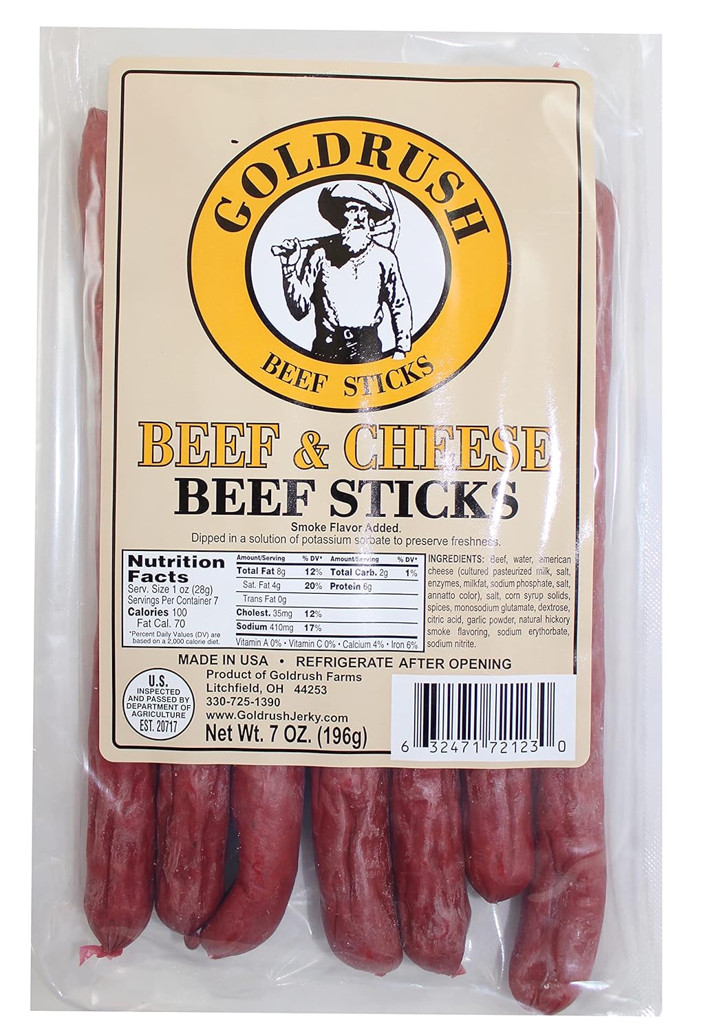 Beef Sticks 7oz Package Beef & Cheese H42127