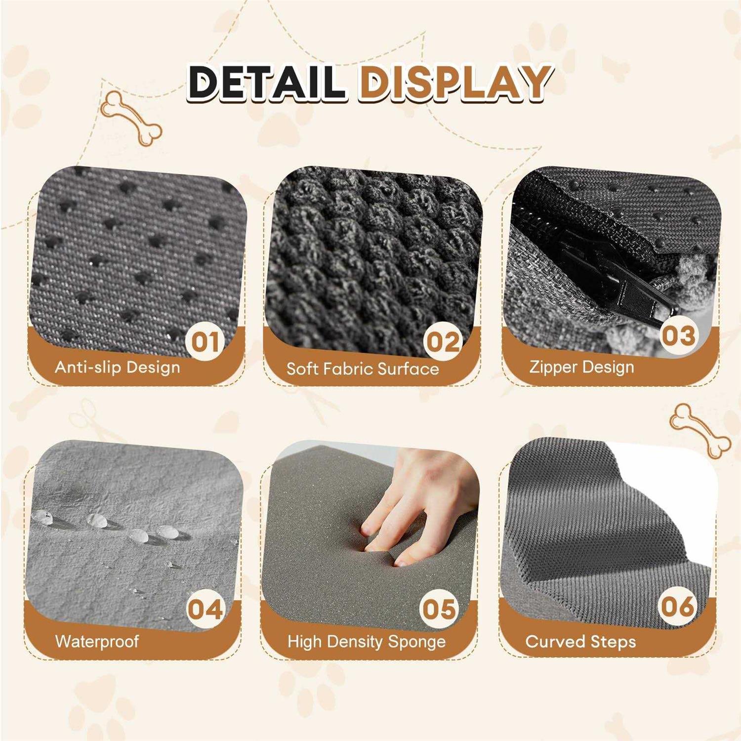 Extra Wide Pet Steps with Non-Slip Waterproof Fabric Cover J53260