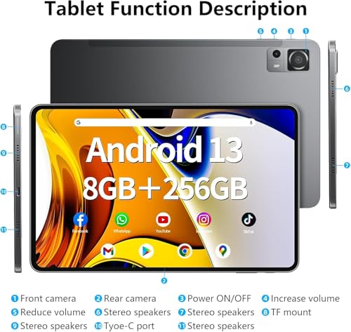 12 Inch Android Tablet with 8GB RAM 256GB ROM U598