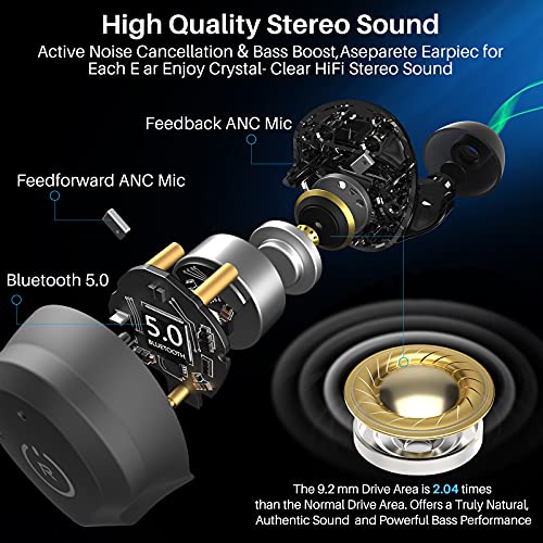 Matte Black Hybrid Active Noise Cancelling Wireless Earbuds S803