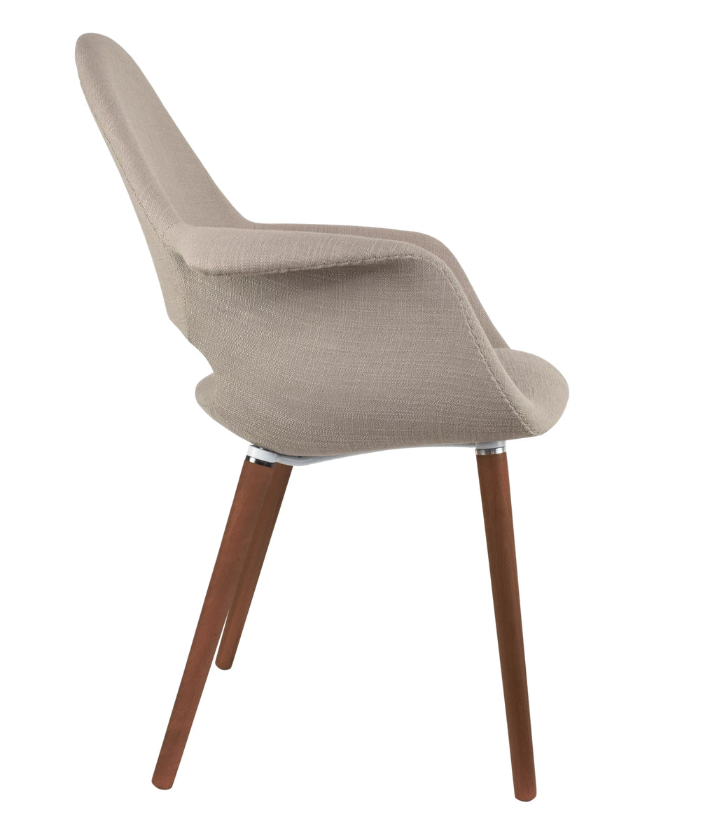 Organic Upholstered Fabric Armchair with Dark Walnut Brown Wooden Legs (Black) C496897