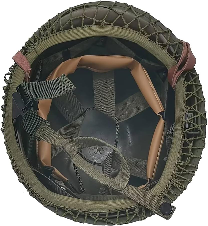 Steel Military Helmet Replica with Net Cover Chin Strap Cat Eye Band L354