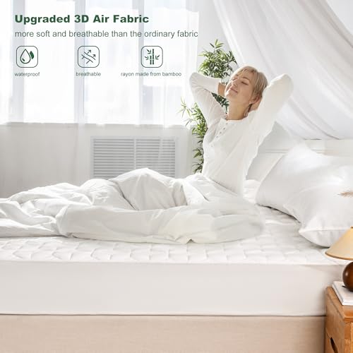 Queen Rayon Bamboo Mattress Protector with Deep Pocket W136853