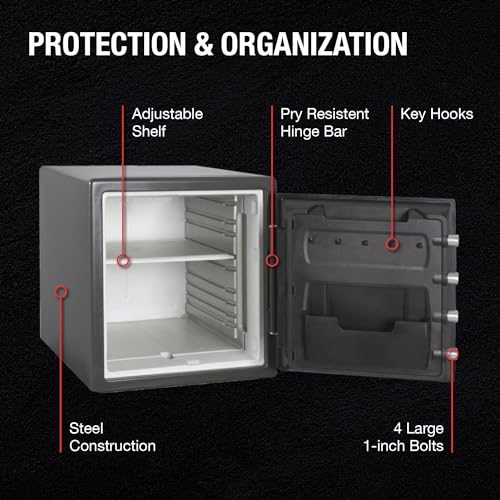Fireproof Waterproof Steel Home Safe with Dial Combination Lock, Black U5170