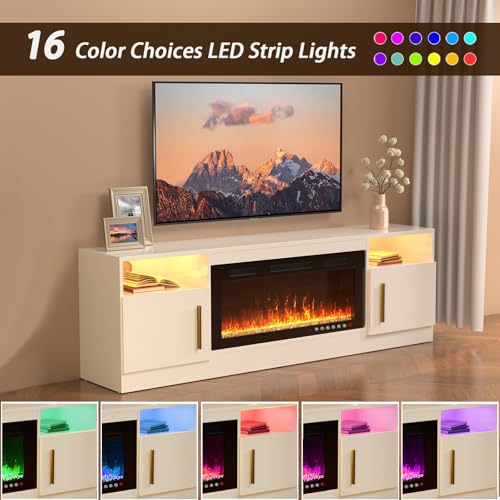 Black 70 Inch Electric Fireplace TV Stand F66858