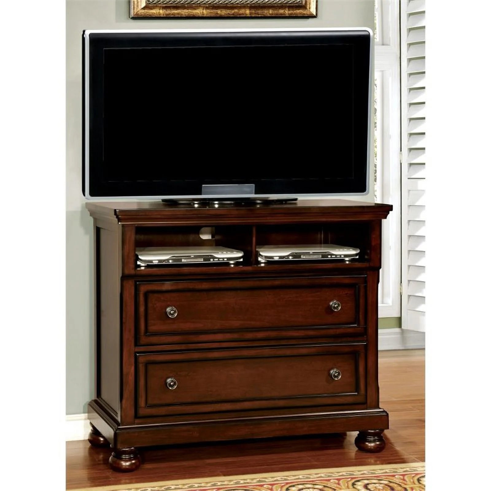 Dark Cherry 2-Drawer Wood Media Chest I21806
