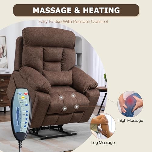 Oversized Power Lift Recliner Chair with Heat and Massage T455