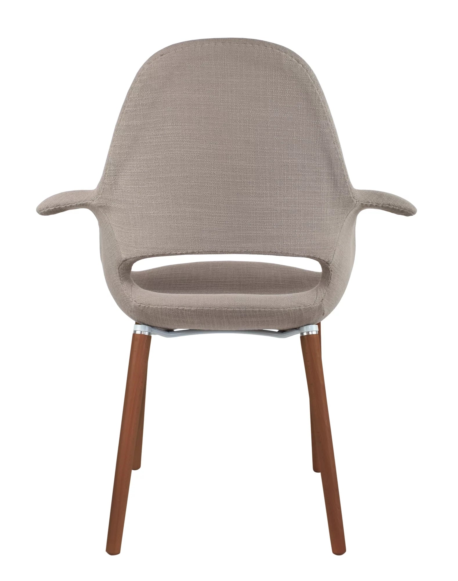 Organic Upholstered Fabric Armchair with Dark Walnut Brown Wooden Legs (Black) C496897