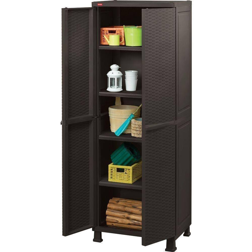 Brown Resin Plastic Rattan Storage Cabinet H633125