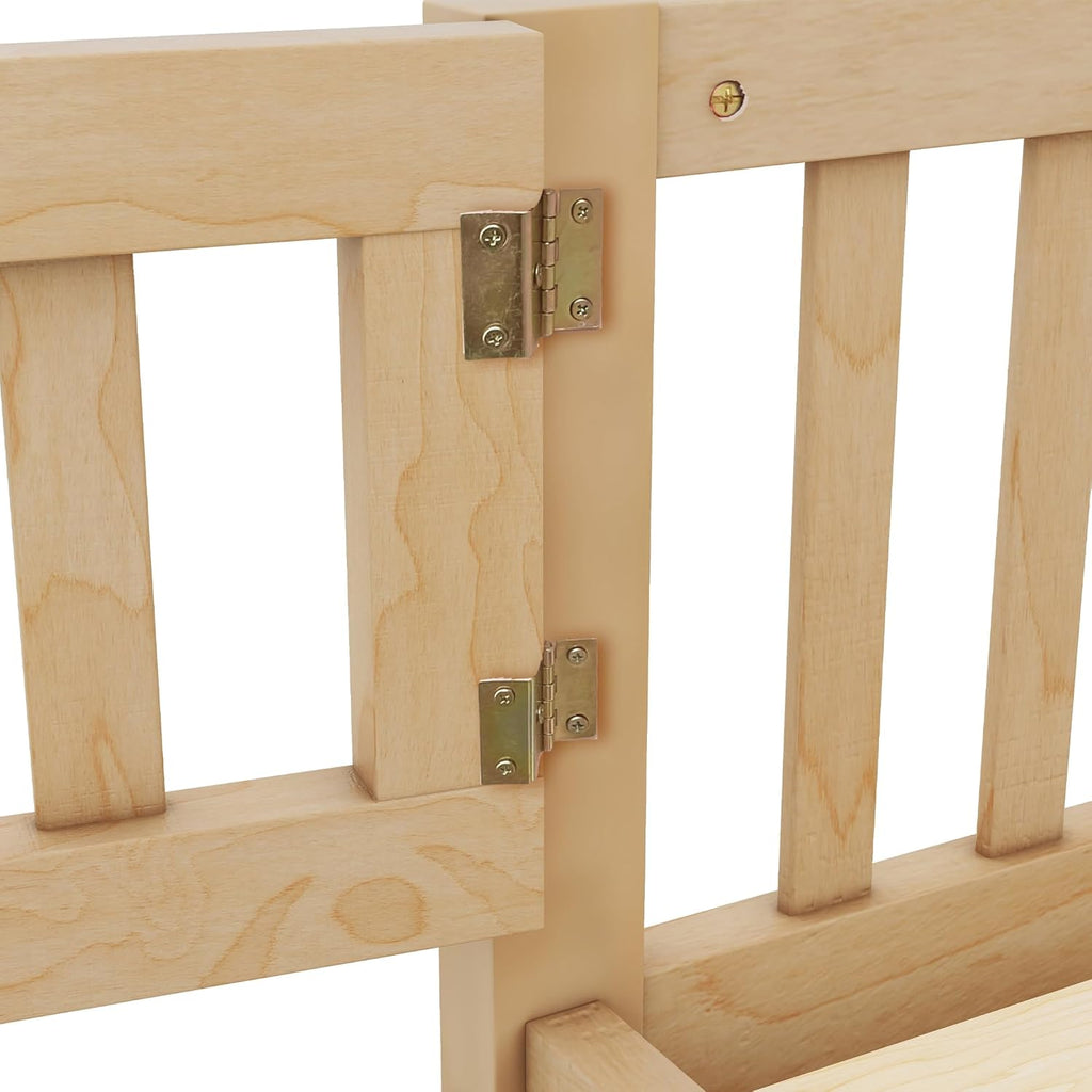 Natural Twin Size Floor Bed with Door and Fence Q9008