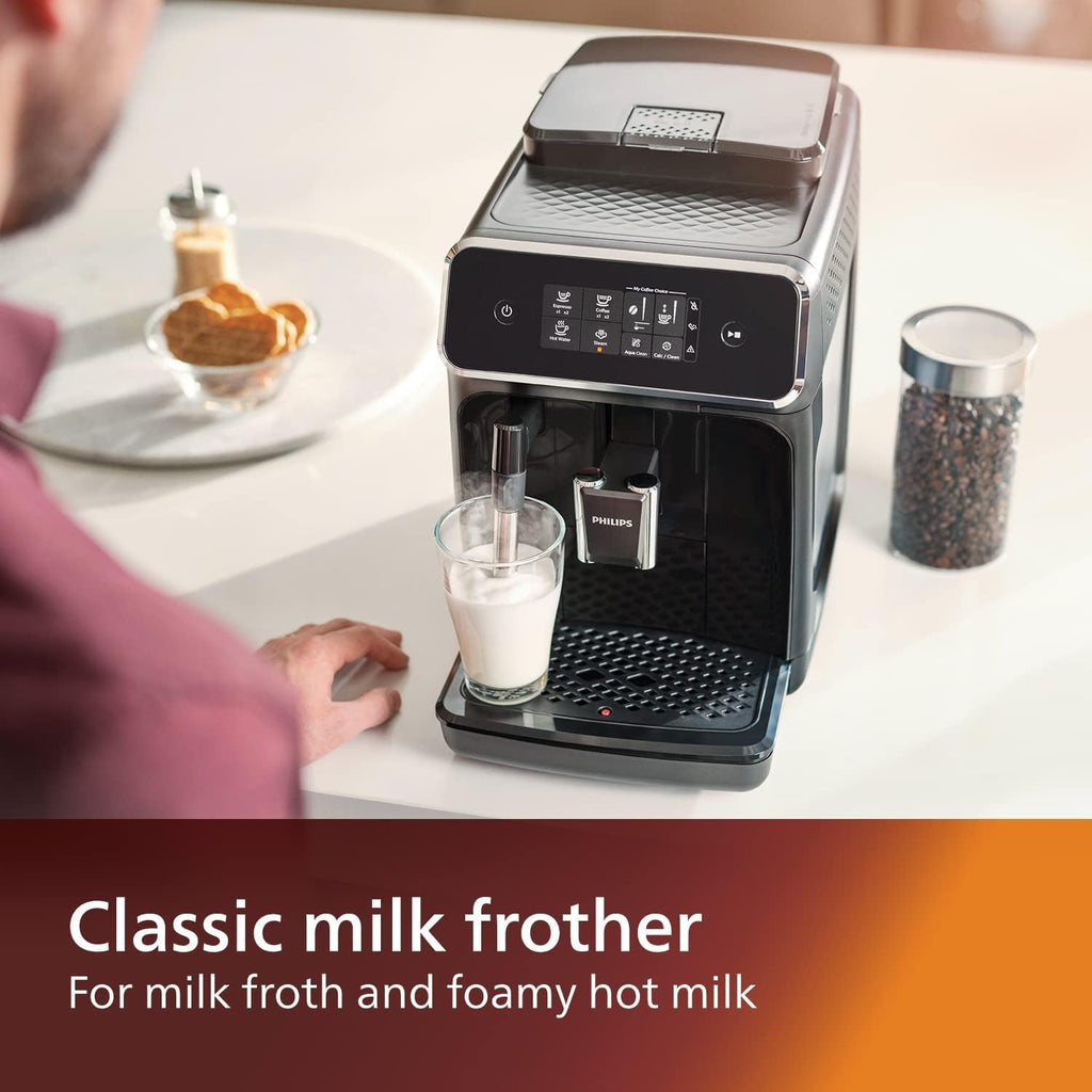 Black Fully Automatic Espresso Machine with LatteGo Milk Frother and Ceramic Grinder Y85841