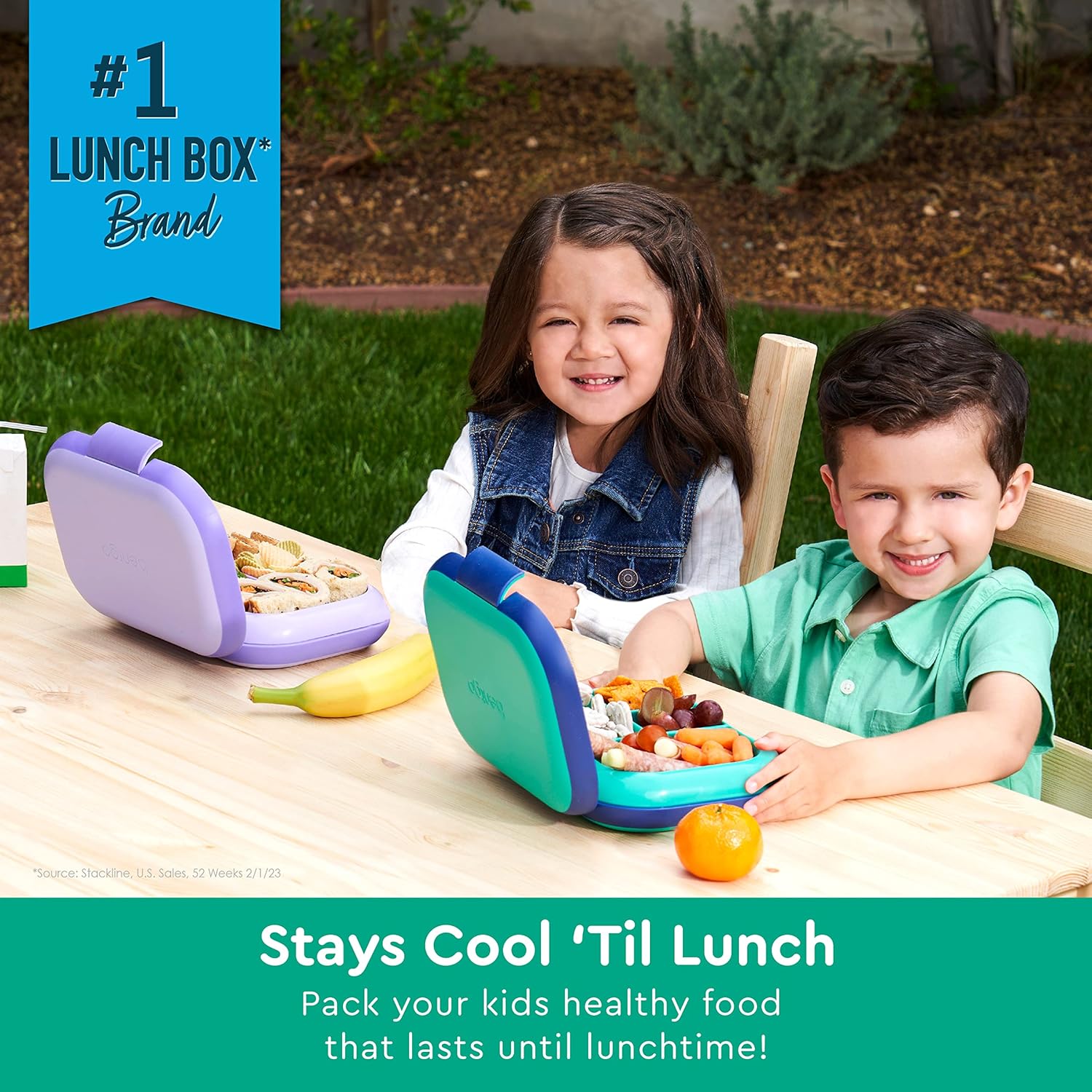 Kids Chill Lunch Box (Green/Navy) With Reusable Plastic Utensils (Blue) M762127