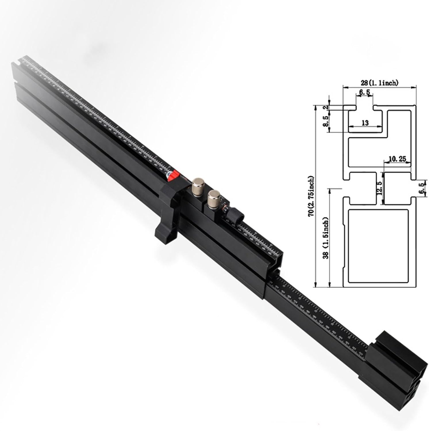 Telescoping Double Sided Scale Table Saw Miter Gauge Fence R4801