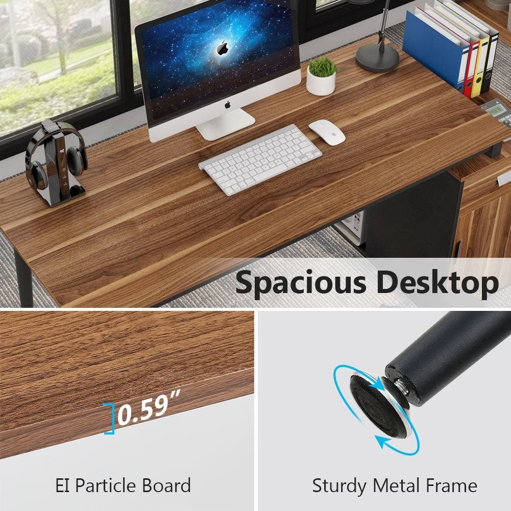55 inch Computer Desk with Drawers and Storage Cabinet K190305