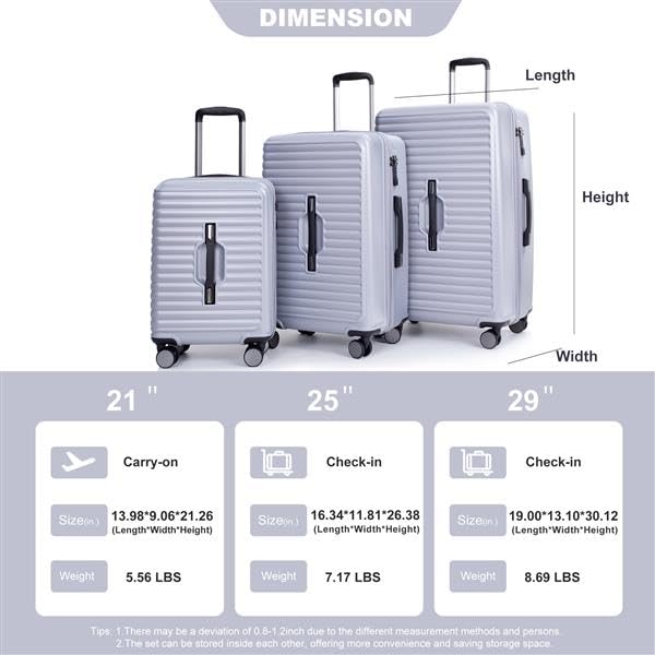 3 Piece PC+ABS Lightweight Luggage Set with TSA Lock (Dark Purple) X87245