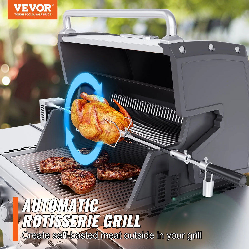 Universal Grill Rotisserie Kit BBQ Roaster 32"/39" Spit Rod Electric Motor N43507