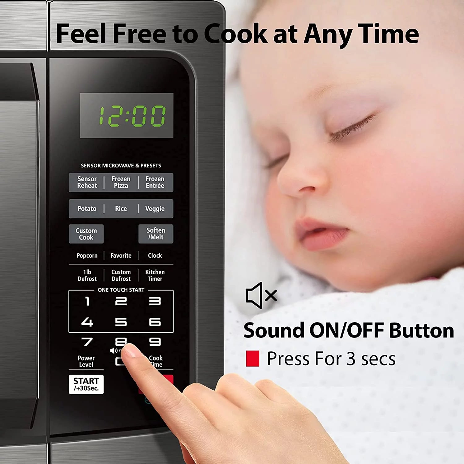Black Stainless Steel 1.2 Cu. ft Microwave Oven (Refurbished) V24664