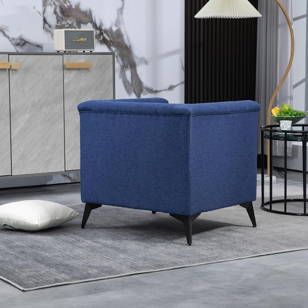 Blue Linen Fabric Arm Chair W784