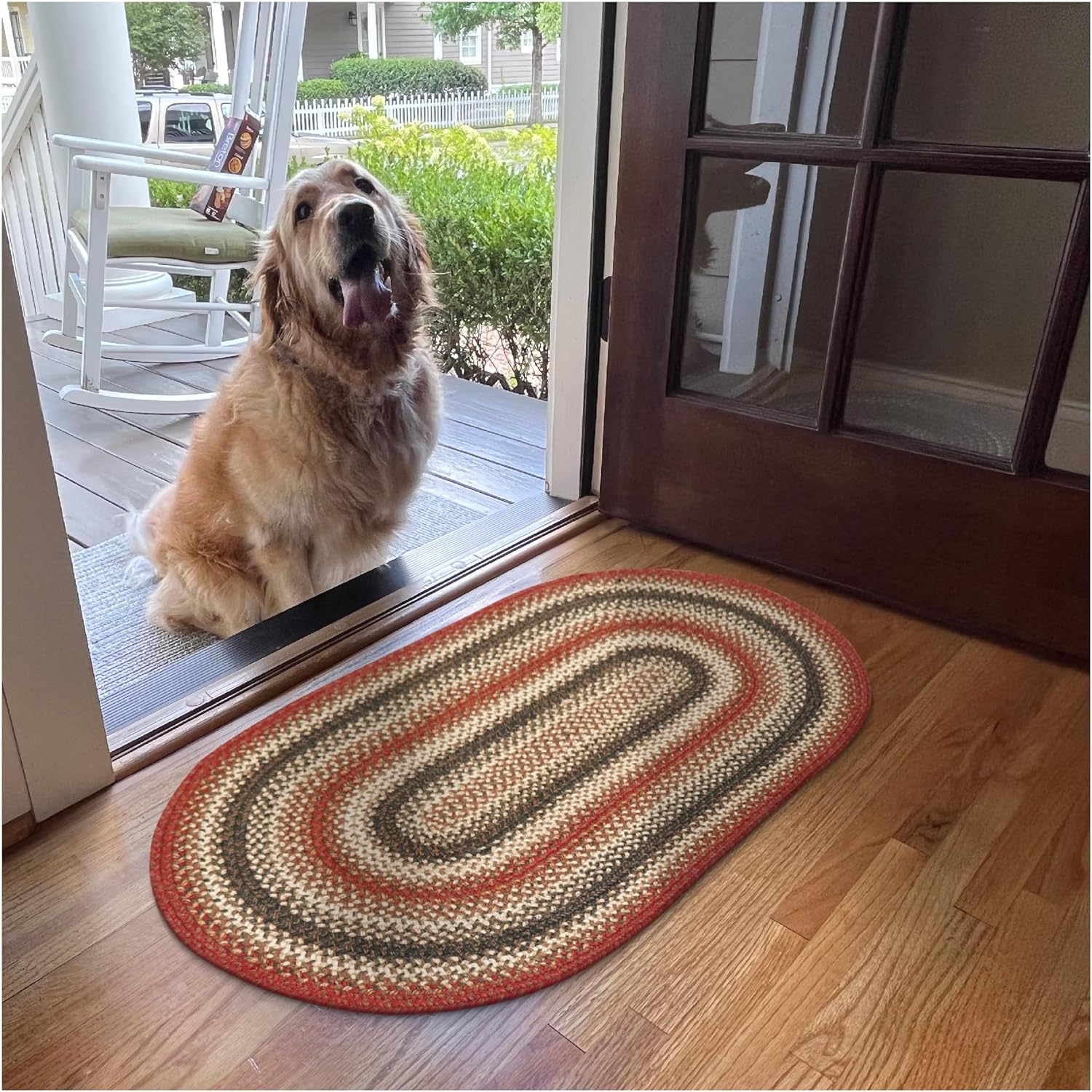 Red Braided Rugs 27x45 Oval K1293