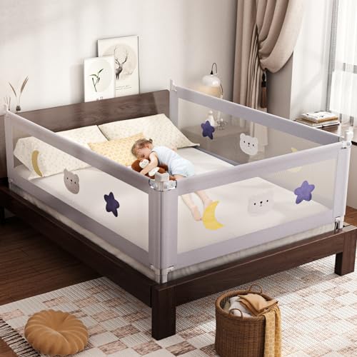 54” Toddler Bed Rail with Double Child Lock, Height Adjustment, 1 Pack Z455708