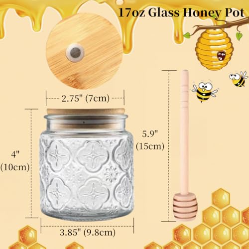 Airtight Glass Honey Jar with Wooden Lid, 17oz W1784