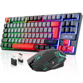 Rechargeable LED Backlit Tenkeyless Compact 87 Keys 6 Button Wireless Keyboard Mouse Combo C32397