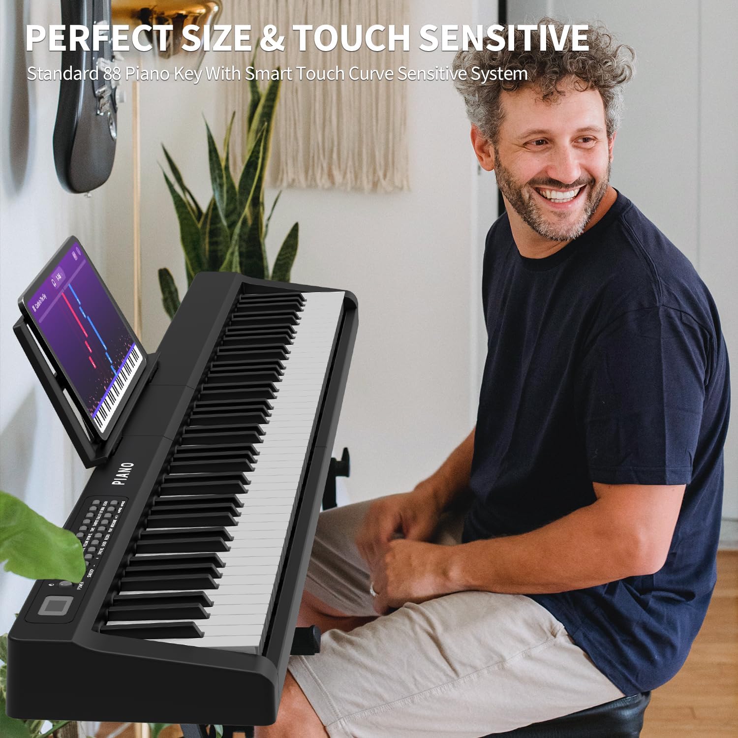88 Key Semi Weighted Digital Piano Keyboard Set with Stand, Built-In Speakers, Sustain Pedal, Bluetooth, MIDI, USB, MP3 B68517