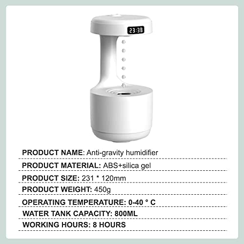 800ml Mini Humidifier with LED Smart Display Clock X450