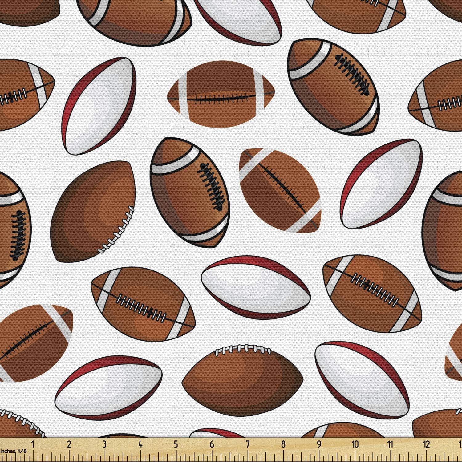 American Football Fabric by The Yard, 1 Yard, Caramel Ruby White F10109