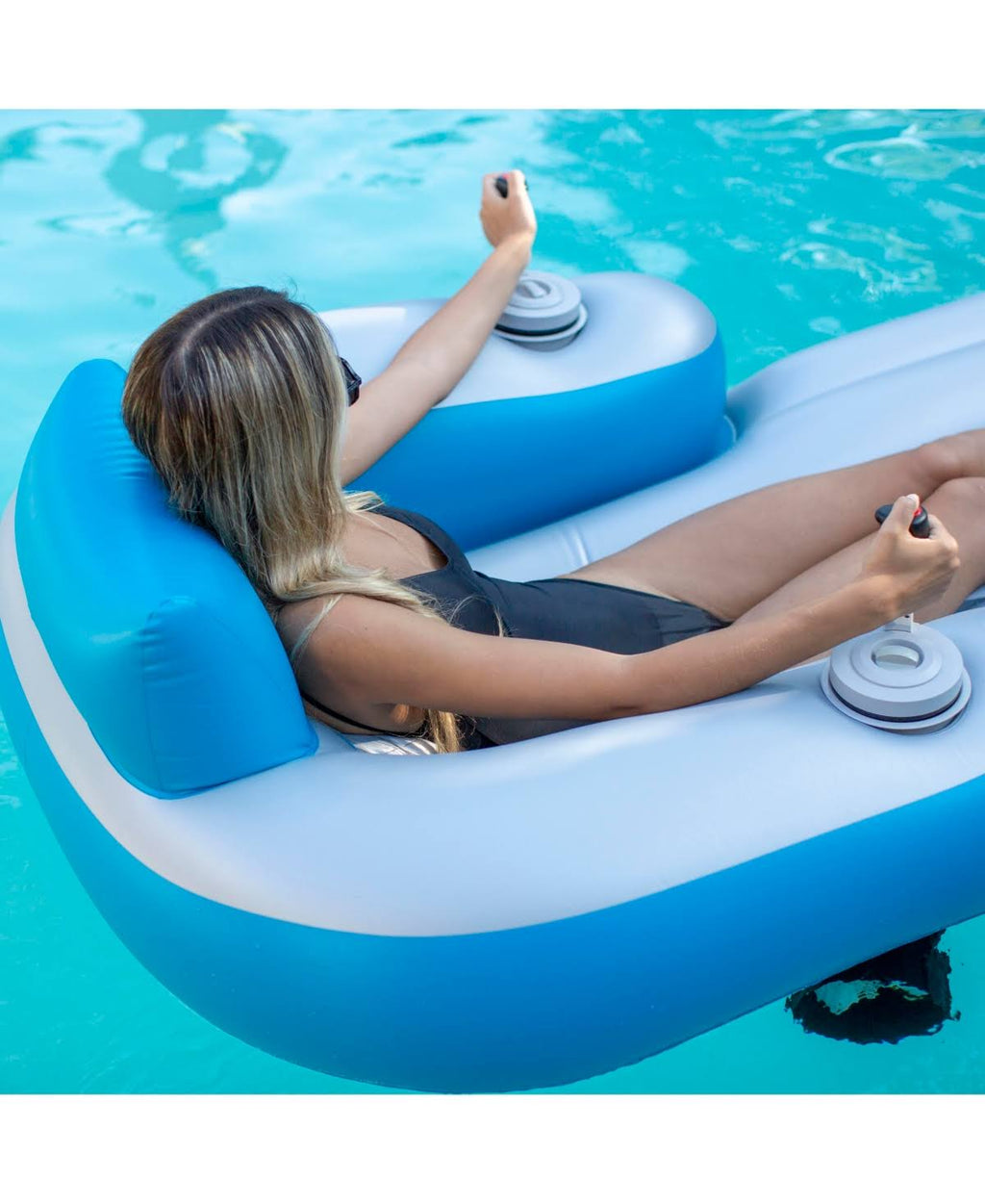 Grey with Turquoise Motorized Swimming Pool Lounger Y596