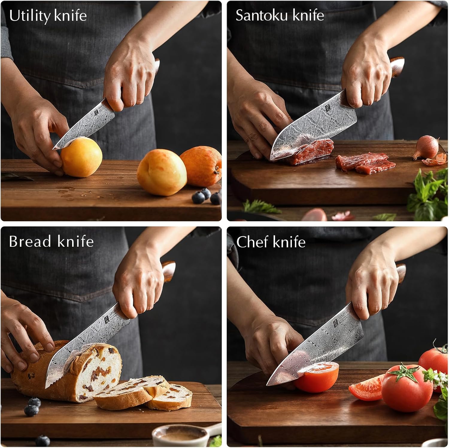 5-Piece Damascus Steel Knife Set K192669