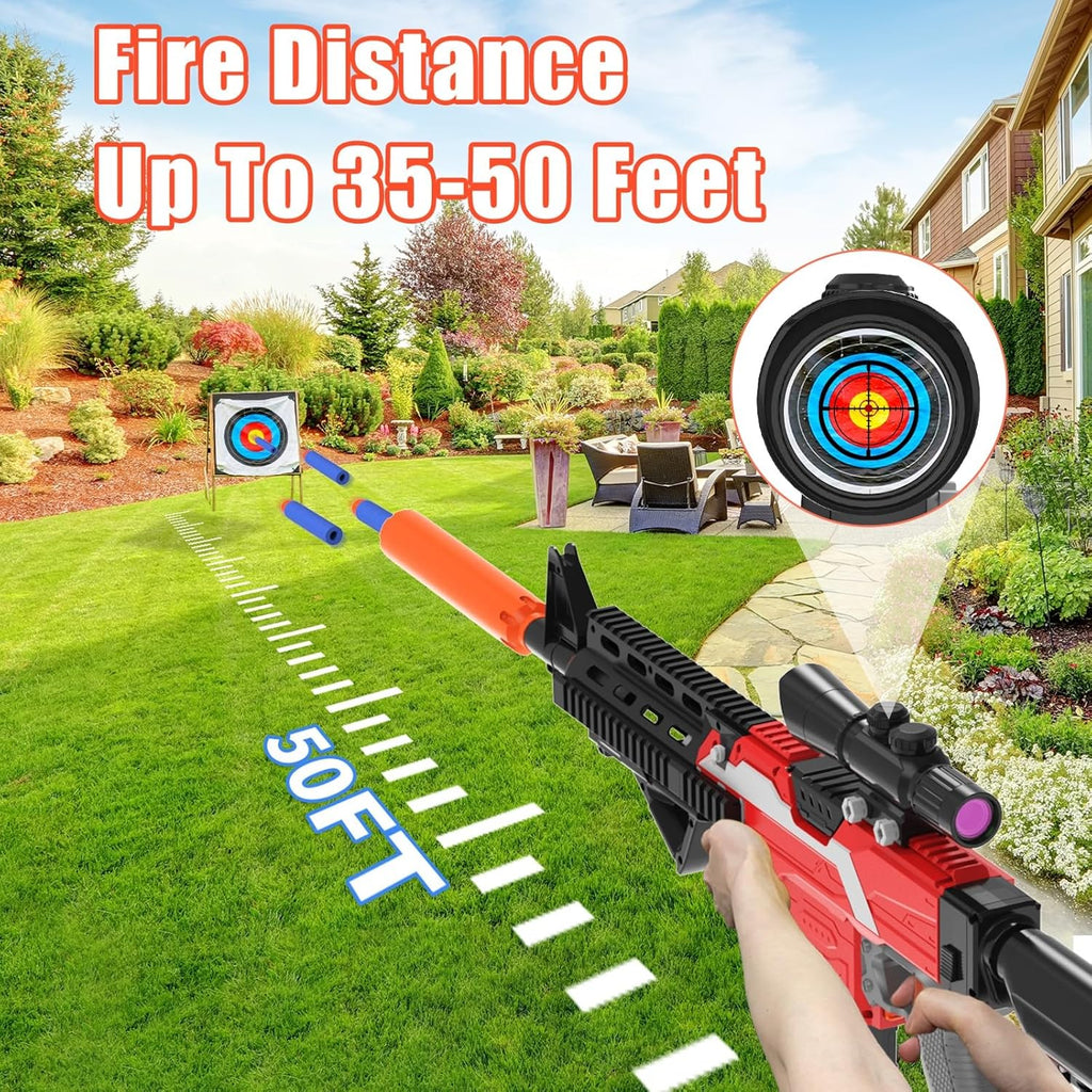 Automatic Toy Foam Blaster with Tactical Vest, 2 Clips and 100 Darts M957